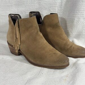 Cole Haan‎ Abbot Fringe Bootie Crimini Leather Suede Brown Women Boots 8.5